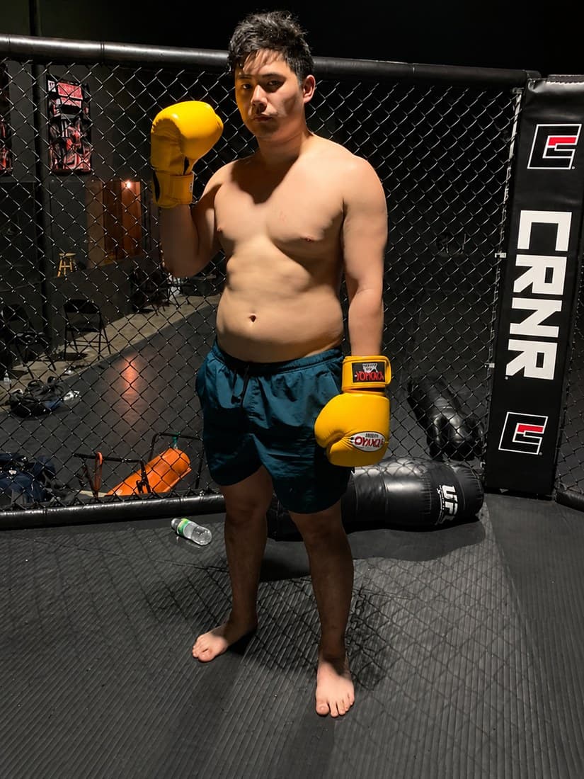 Kyle at 220 lbs, in the cage