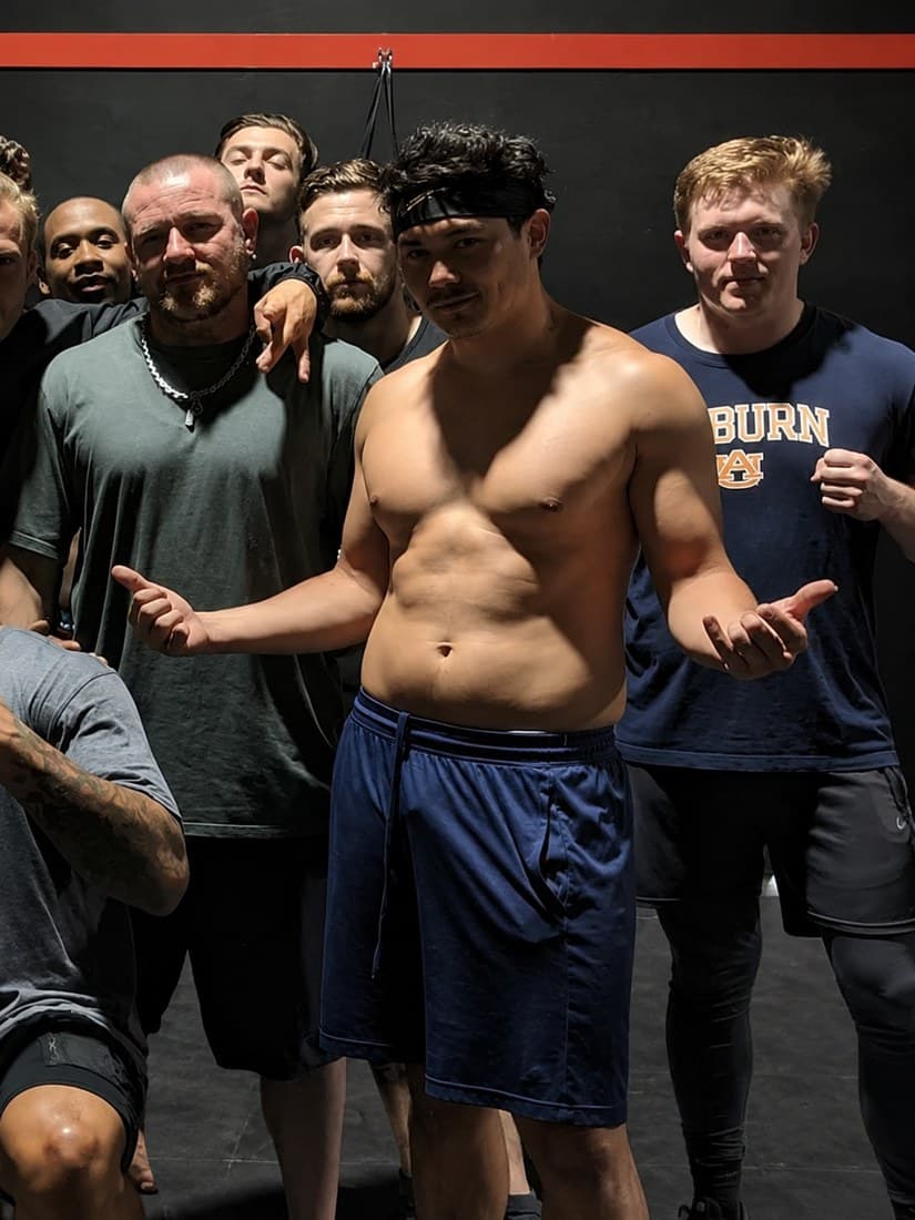 Kyle mid weight-loss, at the gym